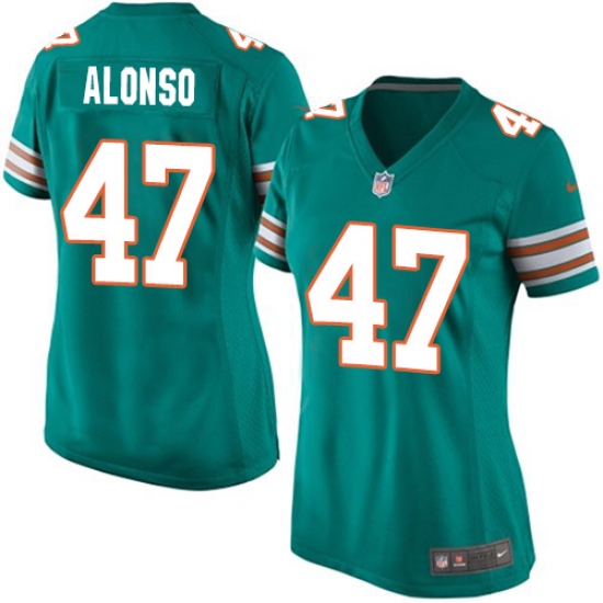 Women's Nike Miami Dolphins 47 Kiko Alonso Game Aqua Green Alternate NFL Jersey