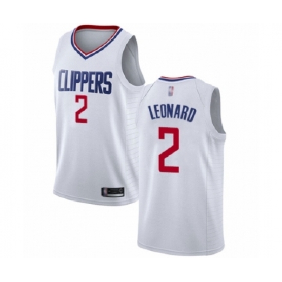 Men's Los Angeles Clippers 2 Kawhi Leonard Authentic White Basketball Jersey - Association Edition