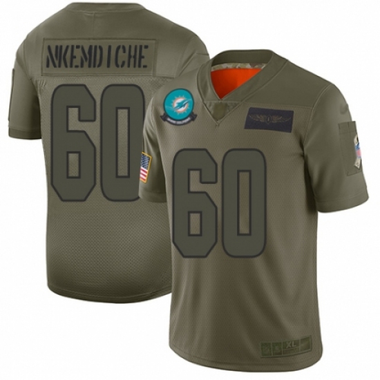 Youth Miami Dolphins 60 Robert Nkemdiche Limited Camo 2019 Salute to Service Football Jersey