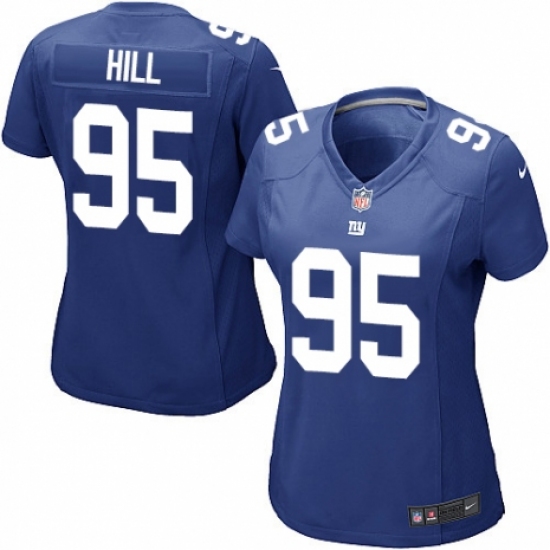 Women's Nike New York Giants 95 B.J. Hill Game Royal Blue Team Color NFL Jersey
