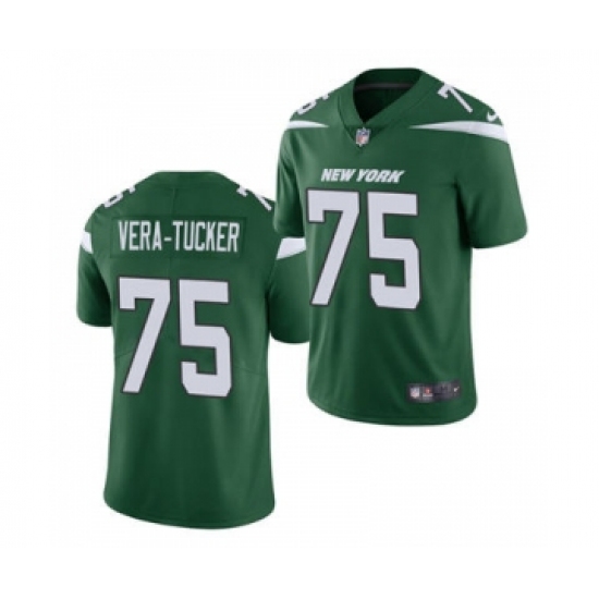 Men's New York Jets 75 Alijah Vera-Tucker 2021 Football Draft Green Vapor Untouchable Limited Jersey