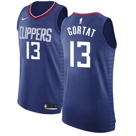 Men's Nike Los Angeles Clippers 13 Marcin Gortat Authentic Blue NBA Jersey - Icon Edition