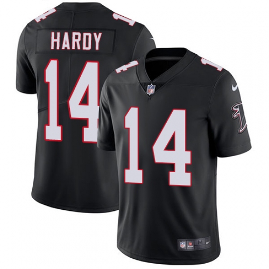 Men's Nike Atlanta Falcons 14 Justin Hardy Black Alternate Vapor Untouchable Limited Player NFL Jersey