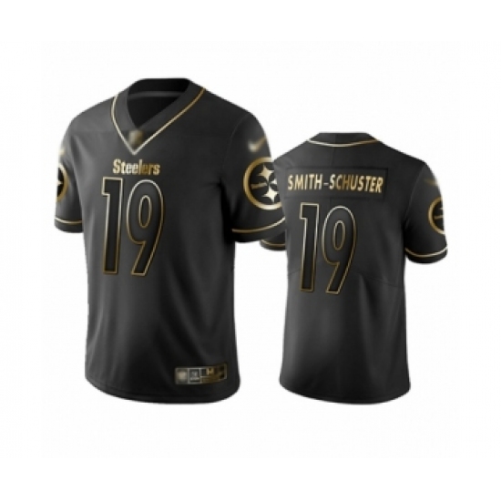 Men's Pittsburgh Steelers 19 JuJu Smith-Schuster Limited Black Golden Edition Football Jersey