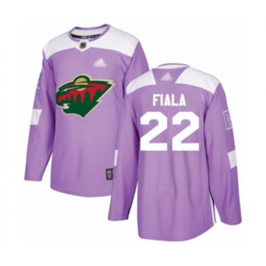 Youth Minnesota Wild 22 Kevin Fiala Authentic Purple Fights Cancer Practice Hockey Jersey