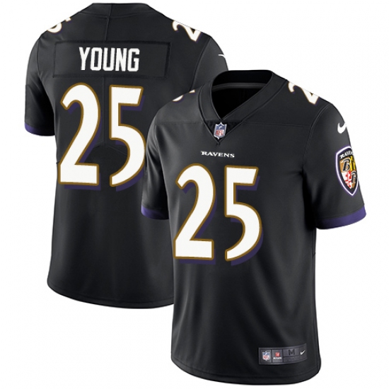 Men's Nike Baltimore Ravens 25 Tavon Young Black Alternate Vapor Untouchable Limited Player NFL Jersey