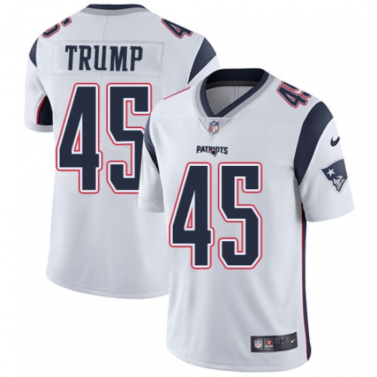 Men's Nike New England Patriots 45 Donald Trump White Vapor Untouchable Limited Player NFL Jersey