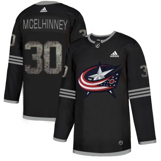 Men's Adidas Columbus Blue Jackets 30 Curtis McElhinney Black Authentic Classic Stitched NHL Jersey