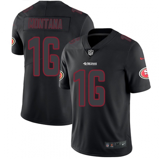 Men's Nike San Francisco 49ers 16 Joe Montana Limited Black Rush Impact NFL Jersey