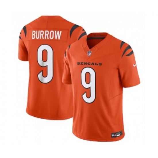 Men's Nike Cincinnati Bengals 9 Joe Burrow Orange 2023 F.U.S.E. Vapor Untouchable Limited Stitched Jersey
