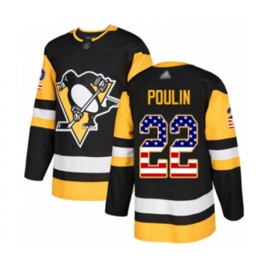 Youth Pittsburgh Penguins 22 Samuel Poulin Authentic Black USA Flag Fashion Hockey Jersey