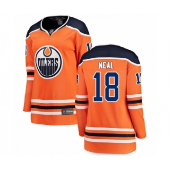 Women's Edmonton Oilers 18 James Neal Authentic Orange Home Fanatics Branded Breakaway Hockey Jersey