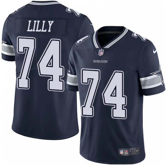 Youth Nike Dallas Cowboys 74 Bob Lilly Navy Blue Team Color Vapor Untouchable Limited Player NFL Jersey