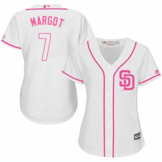 Women's Majestic San Diego Padres 7 Manuel Margot Authentic White Fashion Cool Base MLB Jersey