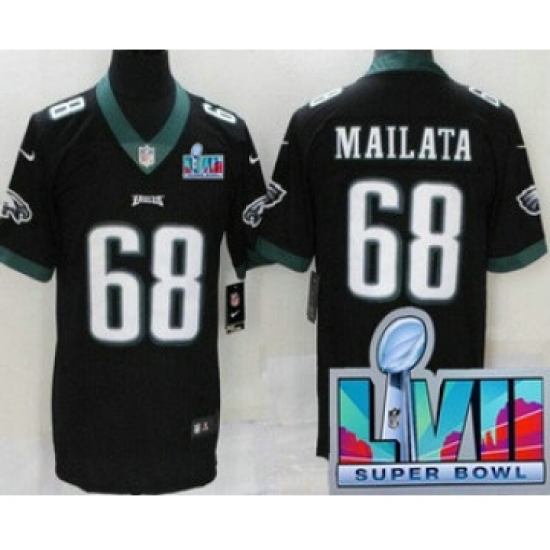 Men's Philadelphia Eagles 68 Jordan Mailata Limited Black Super Bowl LVII Vapor Jersey