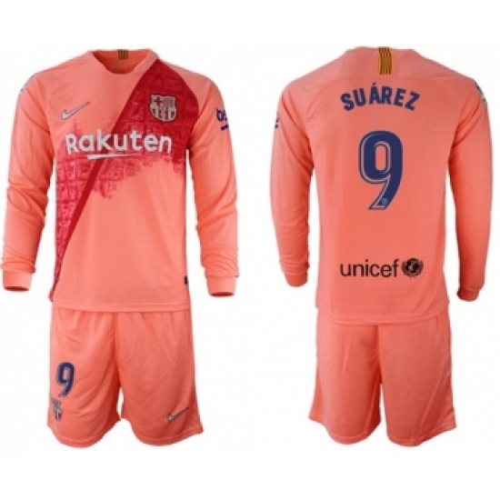 Barcelona 9 Suarez Third Long Sleeves Soccer Club Jersey