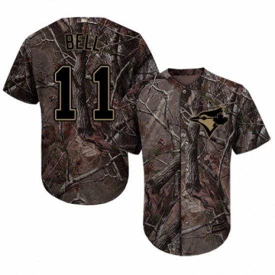 Men's Majestic Toronto Blue Jays 11 George Bell Authentic Camo Realtree Collection Flex Base MLB Jersey