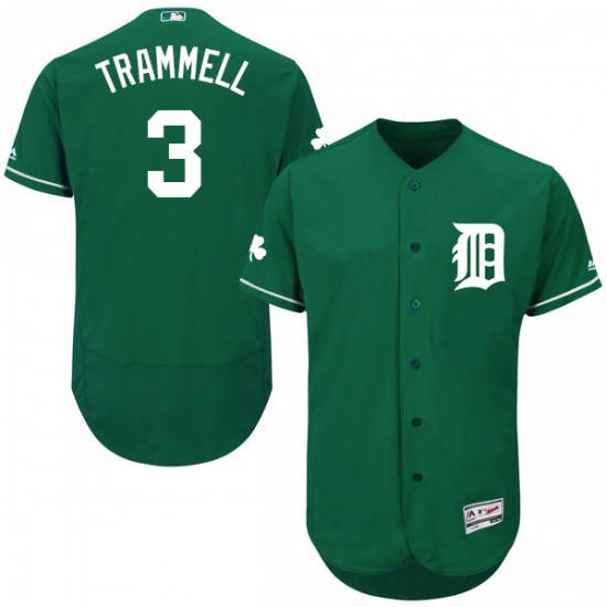 Men's Majestic Detroit Tigers 3 Alan Trammell Green Celtic Flexbase Authentic Collection MLB Jersey