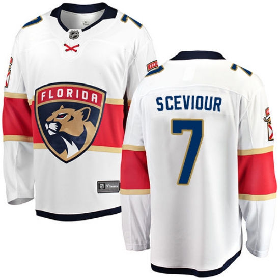 Youth Florida Panthers 7 Colton Sceviour Fanatics Branded White Away Breakaway NHL Jersey