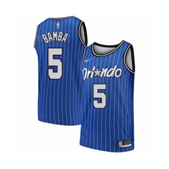 Men's Orlando Magic 5 Mohamed Bamba Authentic Blue Hardwood Classics Basketball Jersey