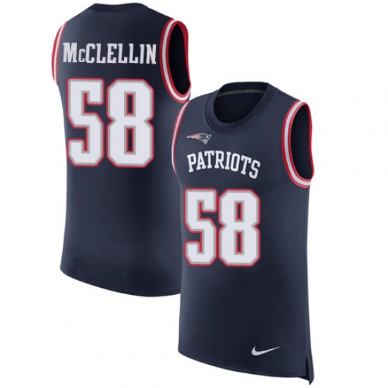 Men's Nike New England Patriots 58 Shea McClellin Limited Navy Blue Rush Player Name & Number Tank Top NFL Jersey
