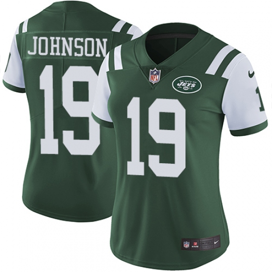Women's Nike New York Jets 19 Keyshawn Johnson Green Team Color Vapor Untouchable Limited Player NFL Jersey