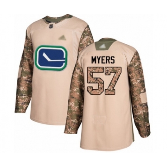 Men's Vancouver Canucks 57 Tyler Myers Authentic Camo Veterans Day Practice Hockey Jersey