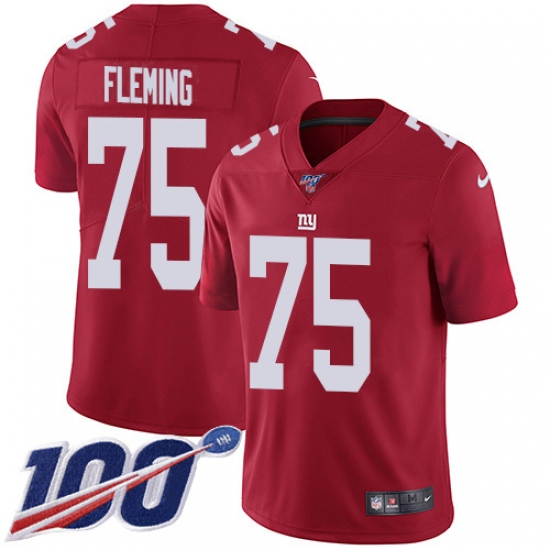 Nike New York Giants 75 Cameron Fleming Red Alternate Men's Stitched NFL 100th Season Vapor Untouchable Limited Jersey