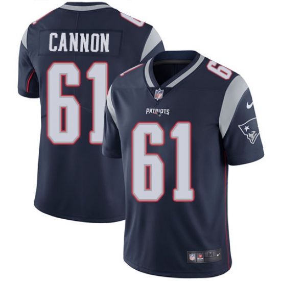 Men's Nike New England Patriots 61 Marcus Cannon Navy Blue Team Color Vapor Untouchable Limited Player NFL Jersey