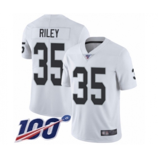 Men's Oakland Raiders 35 Curtis Riley White Vapor Untouchable Limited Player 100th Season Football Jersey