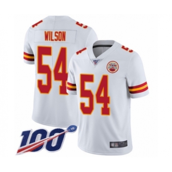 Men's Kansas City Chiefs 54 Damien Wilson White Vapor Untouchable Limited Player 100th Season Football Jersey