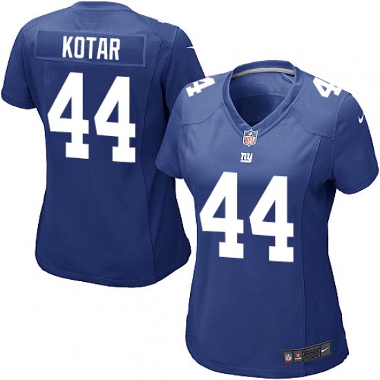 Women's Nike New York Giants 44 Doug Kotar Game Royal Blue Team Color NFL Jersey