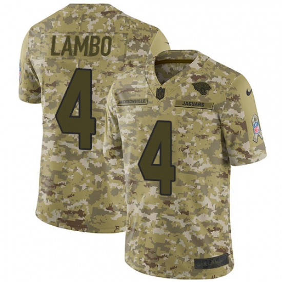 Men's Nike Jacksonville Jaguars 4 Josh Lambo Limited Camo 2018 Salute to Service NFL Jersey