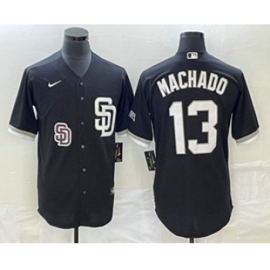 Men's San Diego Padres 13 Manny Machado Black 2023 Cool Base Stitched Jersey