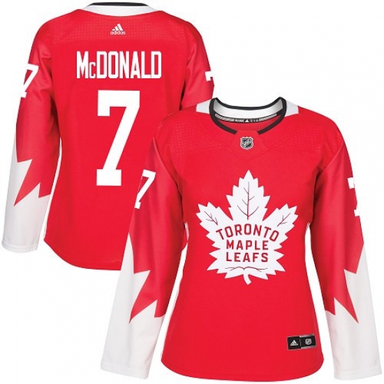 Women's Adidas Toronto Maple Leafs 7 Lanny McDonald Authentic Red Alternate NHL Jersey