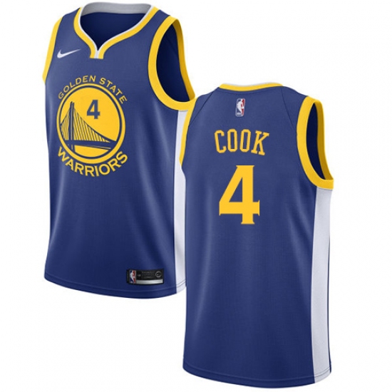 Men's Nike Golden State Warriors 4 Quinn Cook Swingman Royal Blue NBA Jersey - Icon Edition