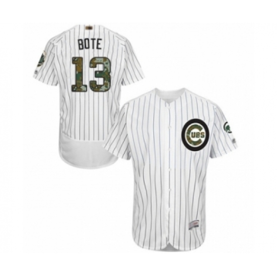 Men's Chicago Cubs 13 David Bote Authentic White 2016 Memorial Day Fashion Flex Base Baseball Player Jersey
