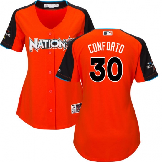 Women's Majestic New York Mets 30 Michael Conforto Authentic Orange National League 2017 MLB All-Star MLB Jersey