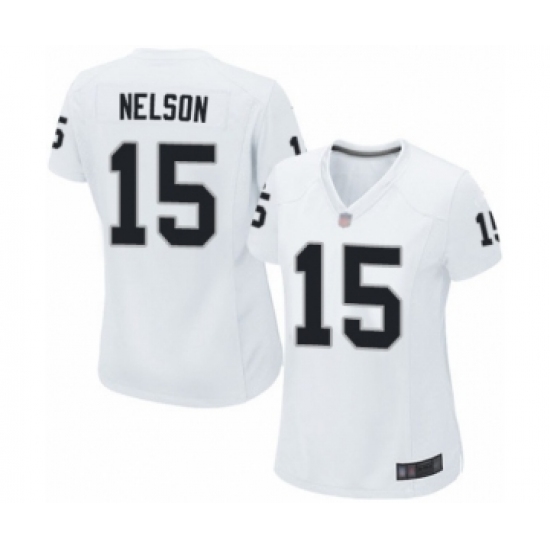 Women's Oakland Raiders 15 J. Nelson Game White Football Jersey