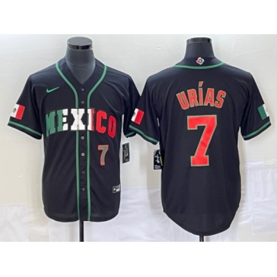 Men's Mexico Baseball 7 Julio Urias Number 2023 Black World Baseball Classic Stitched Jersey7