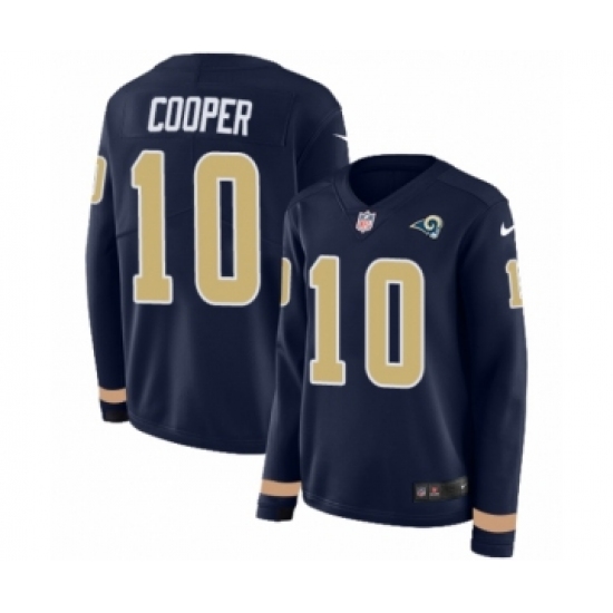 Women's Nike Los Angeles Rams 10 Pharoh Cooper Limited Navy Blue Therma Long Sleeve NFL Jersey
