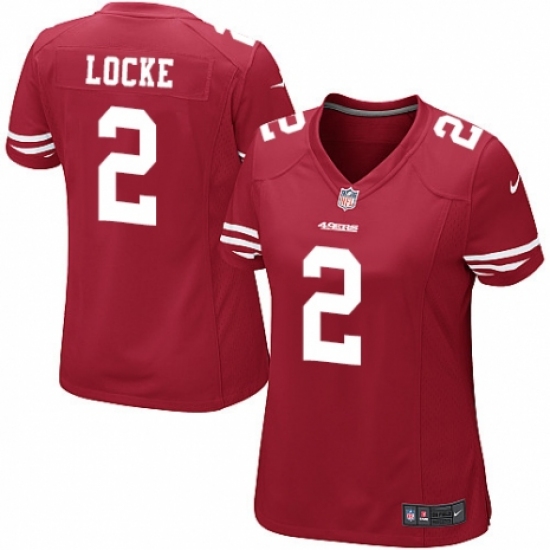Women's Nike San Francisco 49ers 2 Jeff Locke Game Red Team Color NFL Jersey