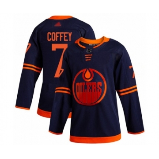 Men's Edmonton Oilers 7 Paul Coffey Authentic Navy Blue Alternate Hockey Jersey