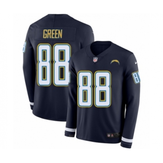 Men's Nike Los Angeles Chargers 88 Virgil Green Limited Navy Blue Therma Long Sleeve NFL Jersey