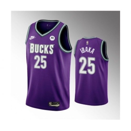 Men's Milwaukee Bucks 25 Serge Ibaka 2022-23 Purple Classic Edition Swingman Stitched Basketball Jersey