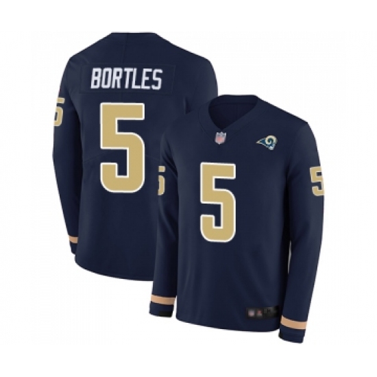 Youth Los Angeles Rams 5 Blake Bortles Limited Navy Blue Therma Long Sleeve Football Jersey