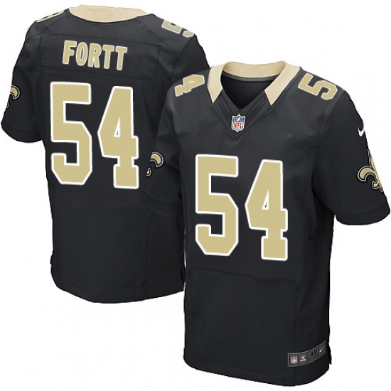Men's Nike New Orleans Saints 54 Khairi Fortt Elite Black Team Color NFL Jersey