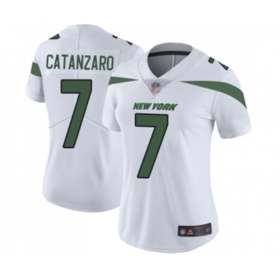 Women's New York Jets 7 Chandler Catanzaro White Vapor Untouchable Limited Player Football Jersey