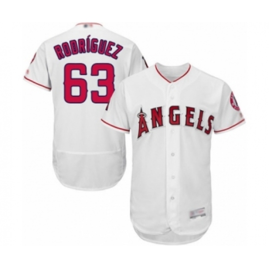 Men's Los Angeles Angels of Anaheim 63 Jose Rodriguez White Home Flex Base Authentic Collection Baseball Player Jersey