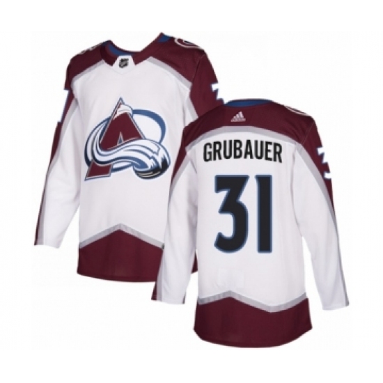Youth Adidas Colorado Avalanche 31 Philipp Grubauer Authentic White Away NHL Jersey